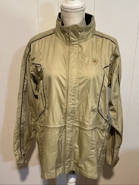 Ariat Light Olive Men's Raincoat with Black Piping